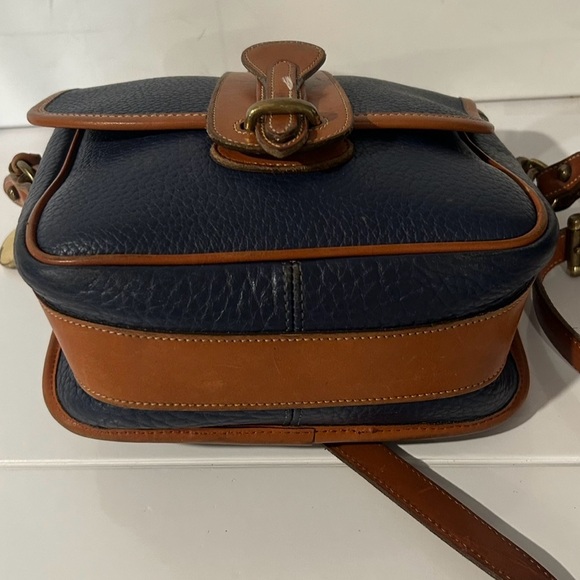 Dooney & Bourke Leather Crossbody Bag Navy Brown Vintage Style Designer Handbag - Picture 10 of 15